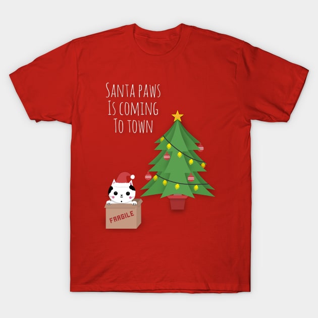 'Santa Paws Is Coming To Town' T-Shirt by bluevolcanoshop@gmail.com